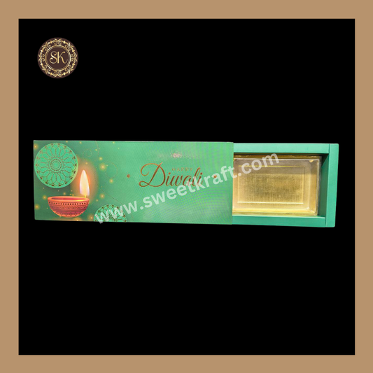 12 Partition Diwali Box | Mithai Box | Happy Diwali | Golden Cavity Box | Chocolate Box | Gift Box | Green Colour - (With Cavity & Lid Cover)