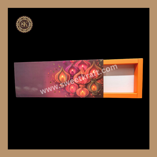 12 Cavity Diwali Box | Mithai Box | Happy Diwali | Golden Cavity Box | Chocolate Box | Gift Box | Orange Colour - (Only Box)
