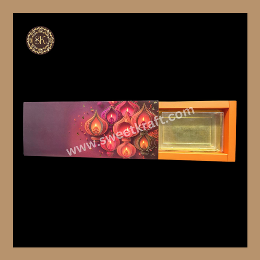 12 Partition Diwali Box | Mithai Box | Happy Diwali | Golden Cavity Box | Chocolate Box | Gift Box | Orange Colour - (With Cavity & Lid Cover)