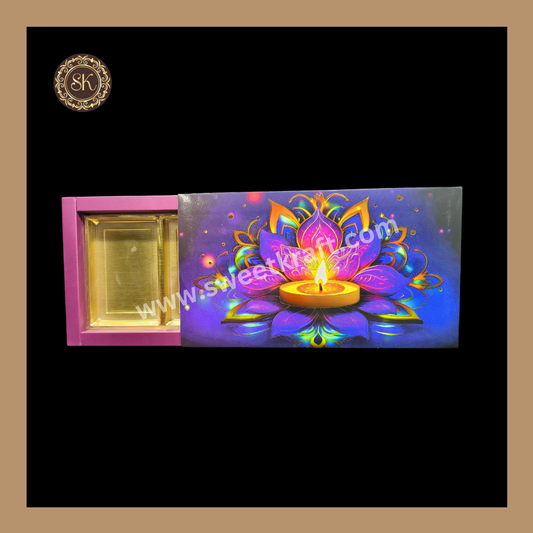 18 Partition Diwali Box | Mithai Box | Happy Diwali | Golden Cavity Box | Chocolate Box | Gift Box | Multi Colour - (With Cavity & Lid Cover)