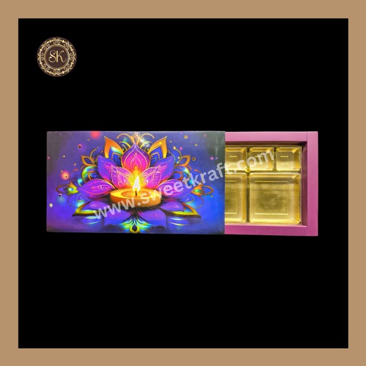 18 DC Diwali Box | Mithai Box | Happy Diwali | Golden Cavity Box | Chocolate Box | Gift Box | Multi Colour - (With Cavity & Lid Cover)