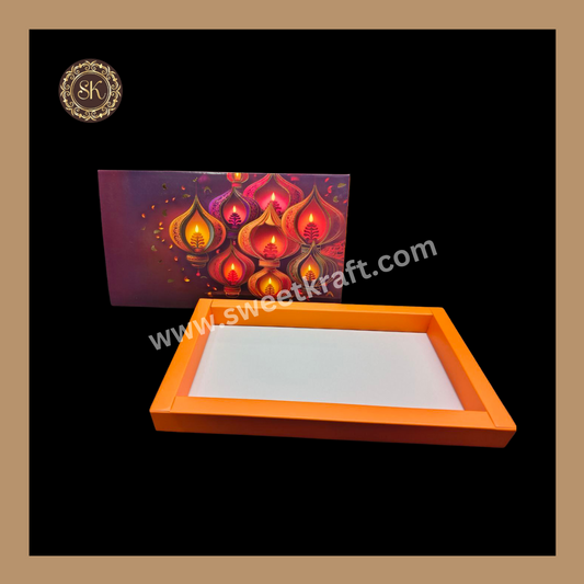 18 Cavity Diwali Box | Mithai Box | Happy Diwali | Golden Cavity Box | Chocolate Box | Gift Box | Orange Colour - (Only Box)