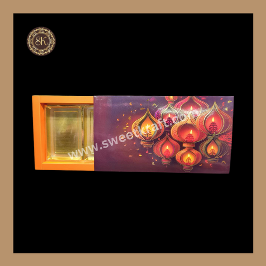 18 Partition Diwali Box | Mithai Box | Happy Diwali | Golden Cavity Box | Chocolate Box | Gift Box | Multi Colour - (With Cavity & Lid Cover)