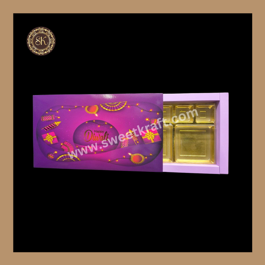 18 DC Diwali Box | Mithai Box | Happy Diwali | Golden Cavity Box | Chocolate Box | Gift Box | 	Purple Colour - (With Cavity Lid Cover)
