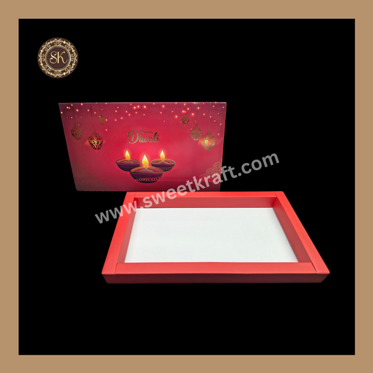 18 Cavity Diwali Box | Mithai Box | Happy Diwali | Golden Cavity Box | Chocolate Box | Gift Box | Red Colour - (Only Box)