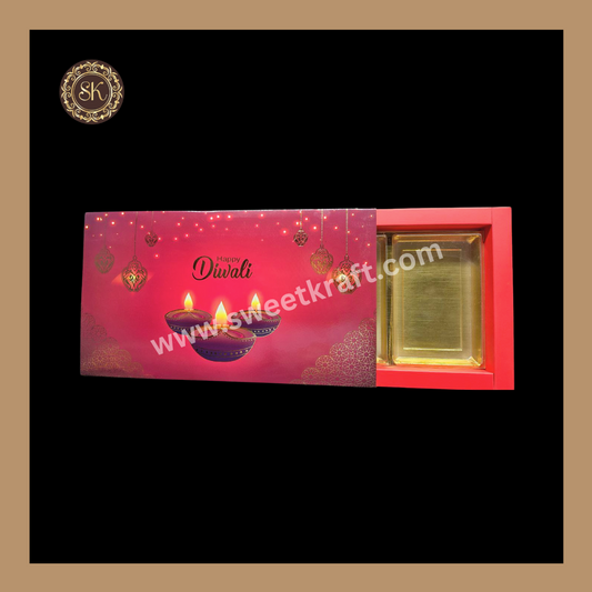 18 Partition Diwali Box | Mithai Box | Happy Diwali | Golden Cavity Box | Chocolate Box | Gift Box | Red Colour - (With Cavity Lid Cover)