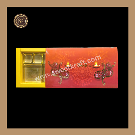 18 DC Diwali Box | Mithai Box | Happy Diwali | Golden Cavity Box | Chocolate Box | Gift Box | Yellow Colour -  (With Cavity Lid Cover)