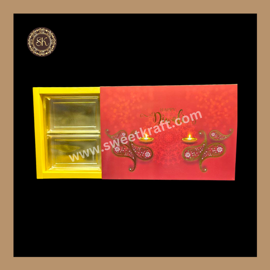 24 Partiion Diwali Box | Golden Cavity | Chocolate Box | Gift Box | Mithai Box | Yellow - (With Cavity Lid Cover)