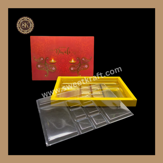 24 Pataka Diwali Box | Golden Cavity | Chocolate Box | Gift Box | Mithai Box | Yellow- (With Cavity Lid Cover)