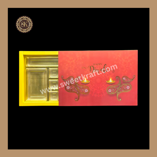 24 Pataka Diwali Box | Golden Cavity | Chocolate Box | Gift Box | Mithai Box | Yellow- (With Cavity Lid Cover)