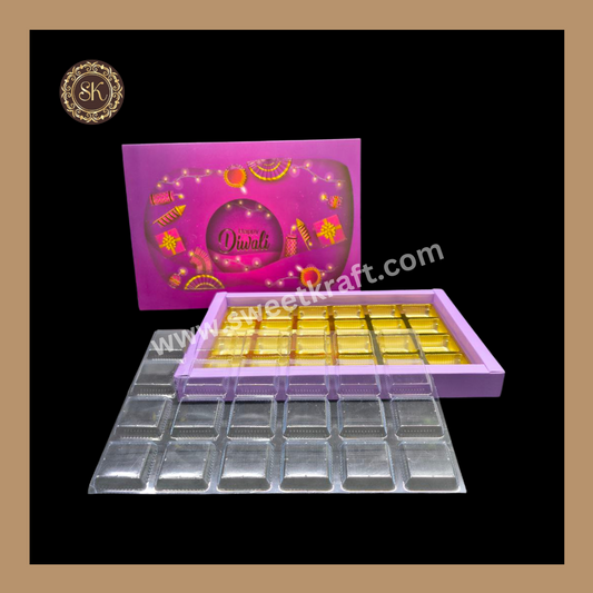 24 Cavity Diwali Box | Golden Cavity | Chocolate Box | Gift Box | Mithai Box | Purple- (With Cavity Lid Cover)