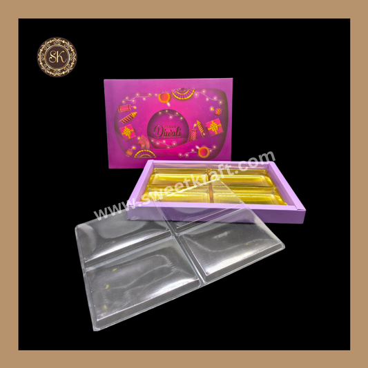 24 Partition Diwali Box | Golden Cavity | Chocolate Box | Gift Box | Mithai Box | Purple- (With Cavity Lid Cover)