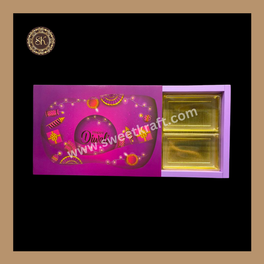 24 Partition Diwali Box | Golden Cavity | Chocolate Box | Gift Box | Mithai Box | Purple- (With Cavity Lid Cover)