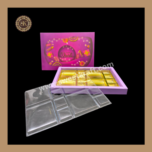 24 DC Diwali Box | Golden Cavity | Chocolate Box | Gift Box | Mithai Box | Purple- (With Cavity Lid Cover)