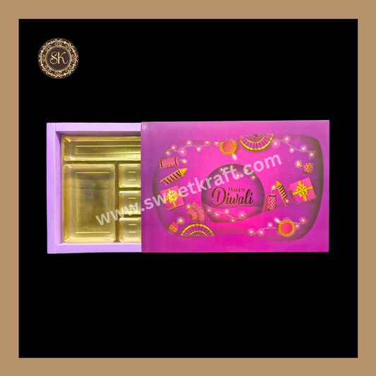 24 Pataka Diwali Box | Golden Cavity | Chocolate Box | Gift Box | Mithai Box | Purple- (With Cavity Lid Cover)