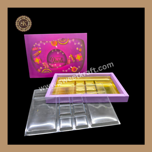 24 Pataka Diwali Box | Golden Cavity | Chocolate Box | Gift Box | Mithai Box | Purple- (With Cavity Lid Cover)