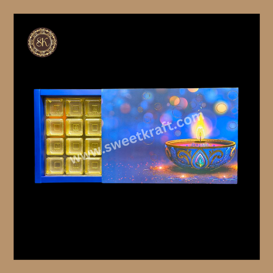 24 Cavity Diwali Box | Golden Cavity | Chocolate Box | Gift Box | Mithai Box | Blue- (With Cavity Lid Cover)