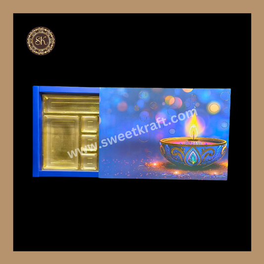 24 Pataka Diwali Box | Golden Cavity | Chocolate Box | Gift Box | Mithai Box | Blue- (With Cavity Lid Cover)