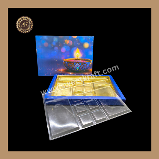 24 Pataka Diwali Box | Golden Cavity | Chocolate Box | Gift Box | Mithai Box | Blue- (With Cavity Lid Cover)