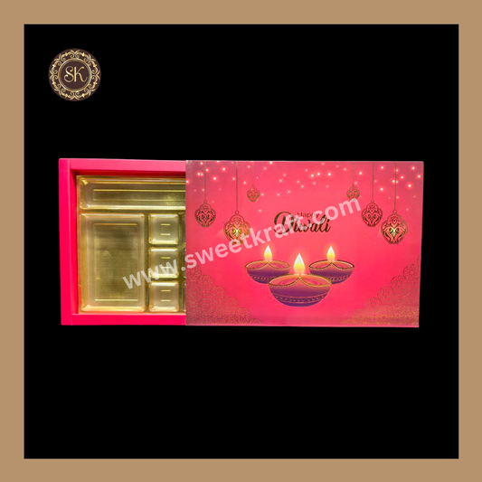 24 Pataka Diwali Box | Golden Cavity | Chocolate Box | Gift Box | Mithai Box | Red- (With Cavity Lid Cover)