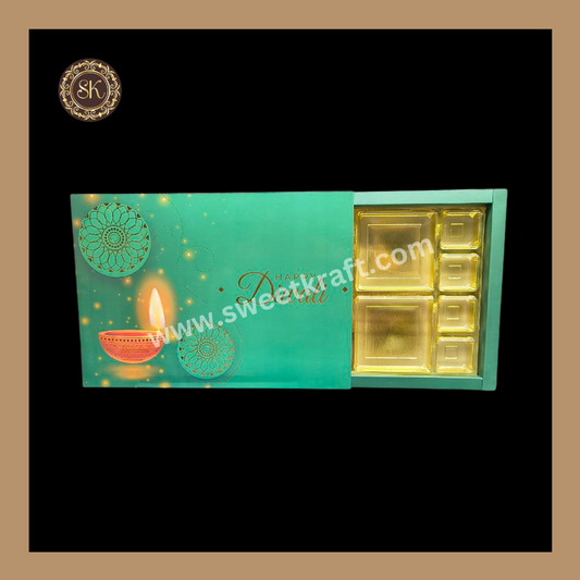 24 DC Diwali Box | Golden Cavity | Chocolate Box | Gift Box | Mithai Box | Green- (With Cavity Lid Cover)