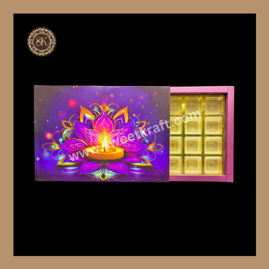 24 Cavity Diwali Box | Golden Cavity | Chocolate Box | Gift Box | Mithai Box | Multi- (With Cavity Lid Cover)