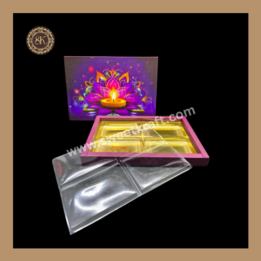 24 Partition Diwali Box | Golden Cavity | Chocolate Box | Gift Box | Mithai Box | Multi- (With Cavity Lid Cover)