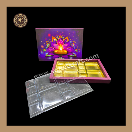 24 DC Diwali Box | Golden Cavity | Chocolate Box | Gift Box | Mithai Box | Multi- (With Cavity Lid Cover)