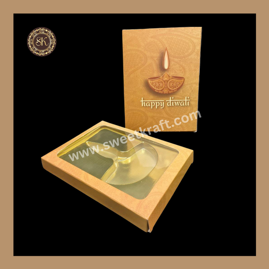 12 Cavity Box | Diwali Greeting Box | Diya Cavity | Golden Cavity | Chocolate Box | Gift Box | Mithai Box | Brown- (With Cavity Tray)