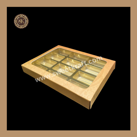 12 Cavity Box | Diwali Greeting Box | Long Cavity | Golden Cavity | Chocolate Box | Gift Box | Mithai Box | Brown- (With Cavity Tray)