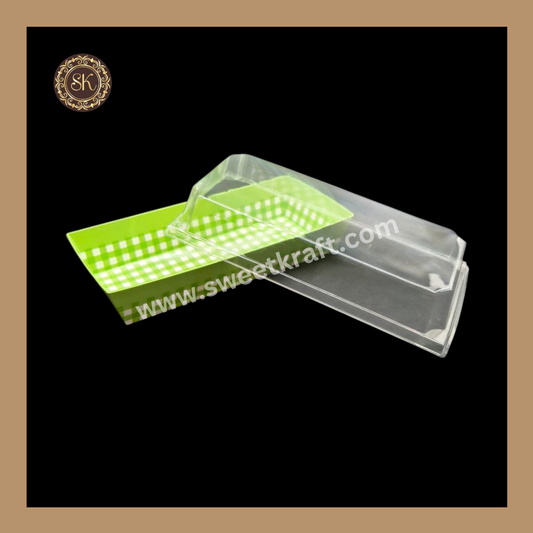 Printed Direct Bakeable Mould With Lid | Direct Bakeable Plum Cake Mould With Lid | Cake Mould With Lid | Rectangle Shape | Green - Pack of 10pcs