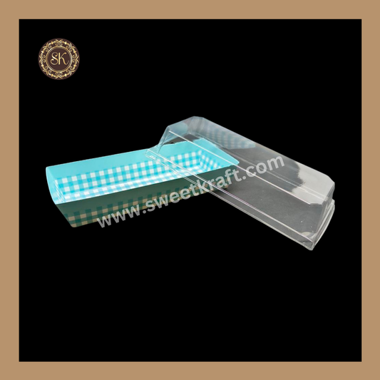 Printed Direct Bakeable Mould With Lid | Direct Bakeable Plum Cake Mould With Lid | Cake Mould With Lid | Rectangle Shape | Blue - Pack of 10pcs