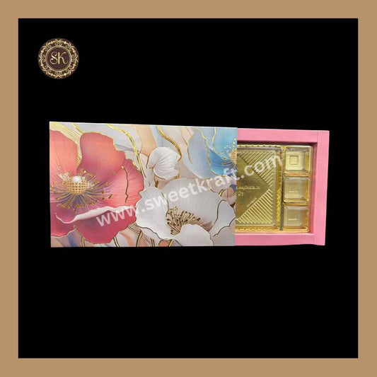 15 Combo Floral Print Box | 15 Cavity Box | Chocolate Box | Gift Box | Mithai Box | Pink- (With Cavity & Lid Cover)