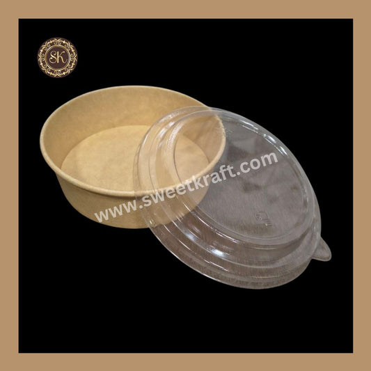 Kraft Salad Bowl With Lid Cover | Bowl Cake Box | Kraft Dessert Container | Kraft Paper Container