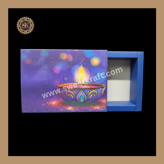 6 Cavity Diwali Box | Mithai Box | Happy Diwali | Golden Cavity Box | Chocolate Box | Gift Box | Blue Colour - (Only Box)