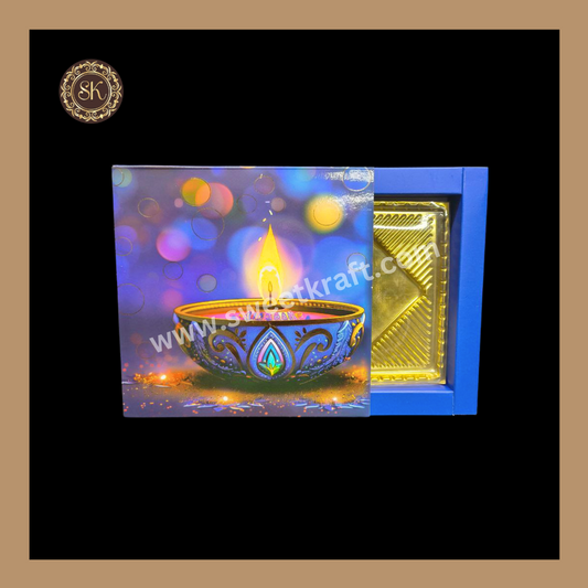 9 Combo Diwali Box | Mithai Box | Happy Diwali | Golden Cavity Box | Chocolate Box | Gift Box | Blue Colour - (With Cavity & Lid Cover)