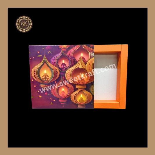 9 Cavity Diwali Box | Mithai Box | Happy Diwali | Golden Cavity Box | Chocolate Box | Gift Box | Orange Colour - (Only Box)