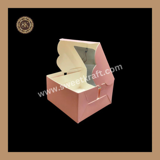 1 Pink Brownie L-Shaped Window Box | Window Brownie Box | Brownie box Sweetkraft | Baking supplies