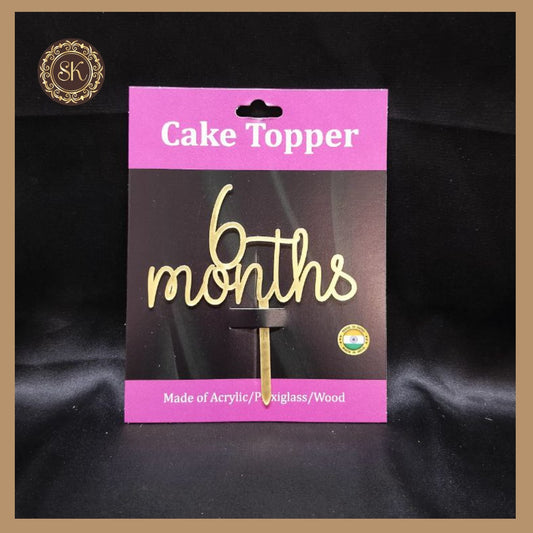 6 Months Cake Topper | Acrylic Cake Topper | Cake Topper 4 inch | Pack of 1 - Golden Colour (T.No.029) Sweetkraft | Baking supplies