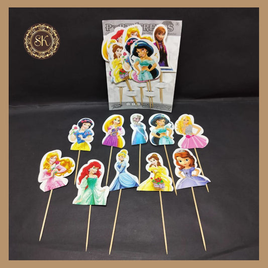 Theme Cake Toppers - 6pcs, Happy Birthday Cake Toppers | Party Cake Toppers | Princesses Cake Toppers. Sweetkraft | Baking supplies