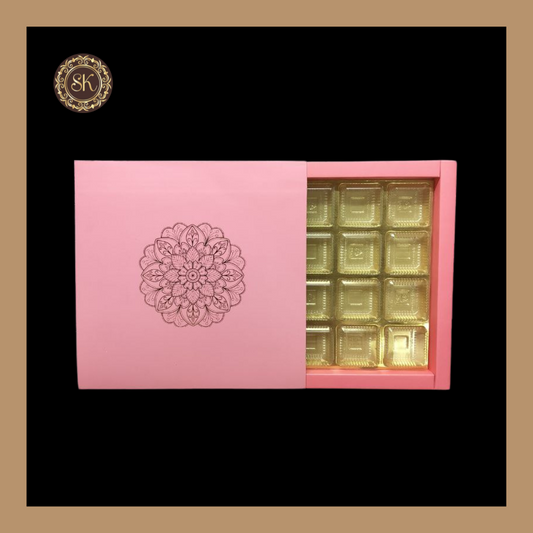 12 Cavity Pastel Box | Golden Cavity Box | Chocolate Box | Gift Box - (With Tray & Lid Cover) Sweetkraft | Baking supplies