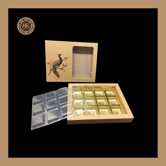 16 Eco-Nature Cavity Box | Golden Cavity Box | Chocolate Box | Gift Box - (With Cavity & Lid Cover) Sweetkraft | Baking supplies