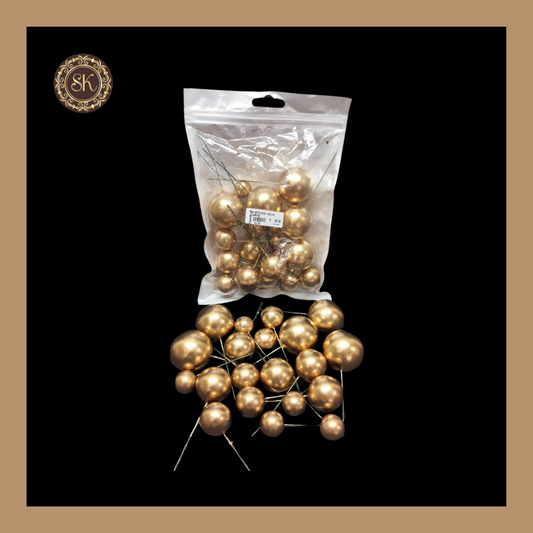 Faux Balls | Pearl Faux Balls | Cake Decoration item | Golden - Pack of 20 Pieces. Sweetkraft | Baking supplies