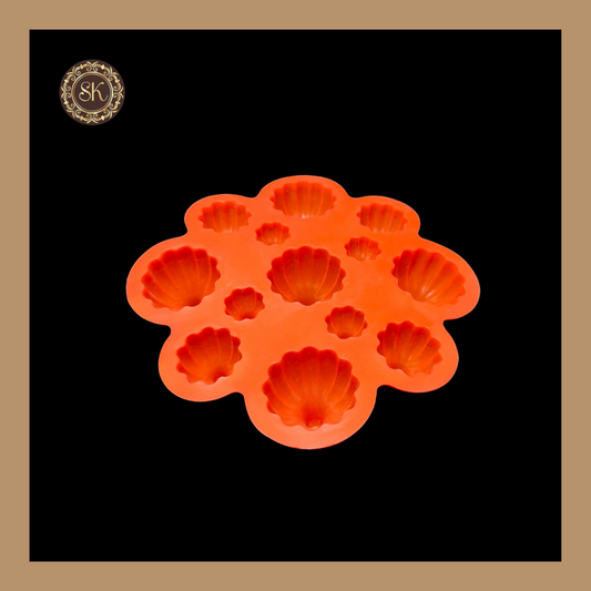 Silicone Modak Mould | Orange Silicone Mloud | 3 Diffirent Sizes Tray | Pack Of 1pc Sweetkraft | Baking supplies