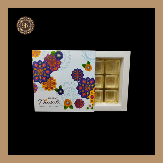 9 Cavity Diwali Box | Golden Cavity | Chocolate Box | Gift Box | Mithai Box | White- (With Cavity & Lid Cover) Sweetkraft | Baking supplies