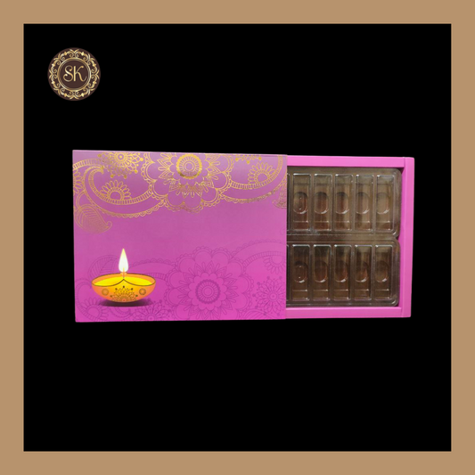 16 Cavity Diwali Q-Box | Long Cavity Chocolate Box | Diwali Gifting Box | Blue - (With Cavity & Lid Cover) Sweetkraft | Baking supplies