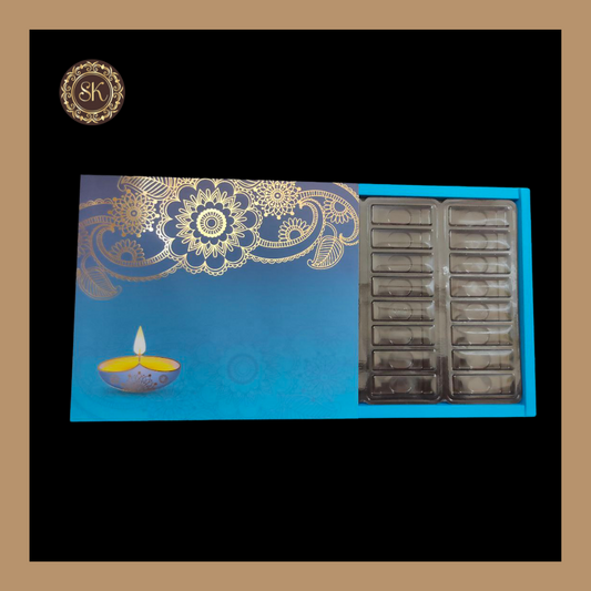 24 Cavity Diwali Q-Box | Long Cavity Chocolate Box | Diwali Gifting Box | Blue - (With Cavity & Lid Cover) Sweetkraft | Baking supplies