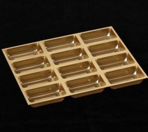 12 Long golden tray 43 - (Pack of 10) Sweetkraft | Baking supplies