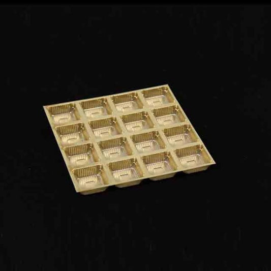 16 cavity golden tray 4*4 - (Pack of 10) Sweetkraft | Baking supplies