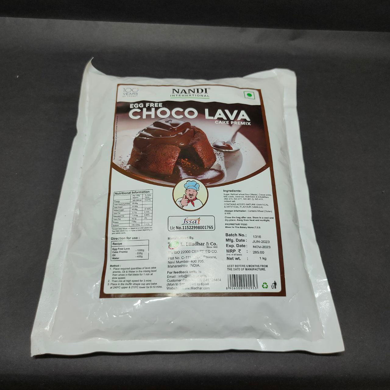 Choco Lava Cake Premix 1kg Nandi Brand - Main Image